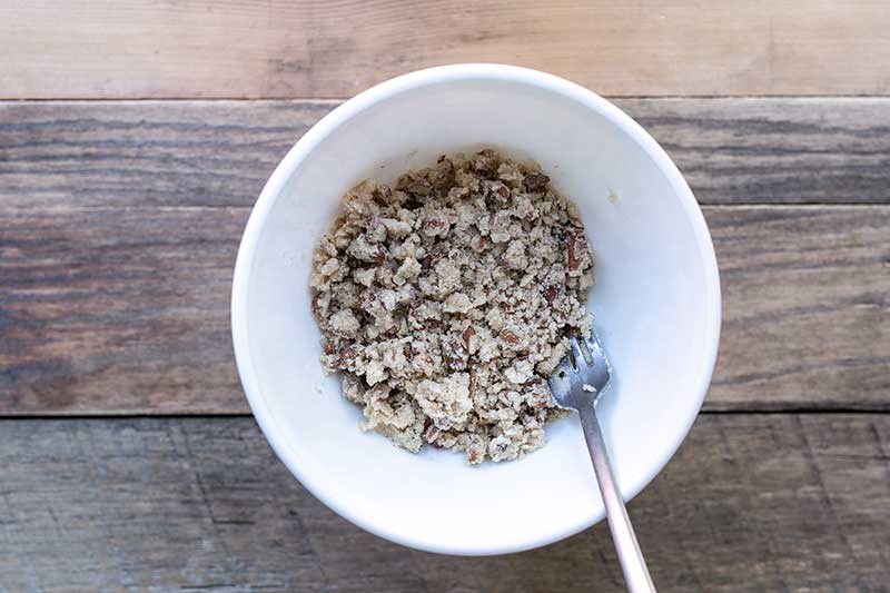 Streusel topping ingredients combined in a bowl