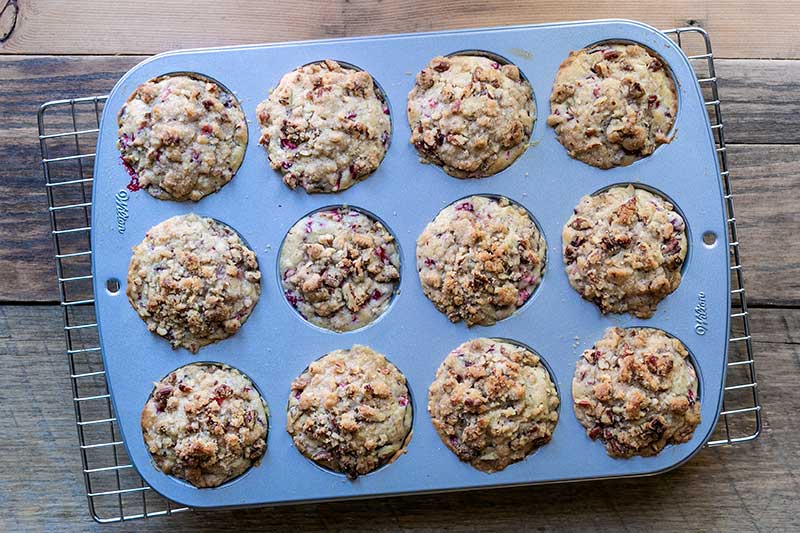 Cranberry pecan muffins just out of the oven.