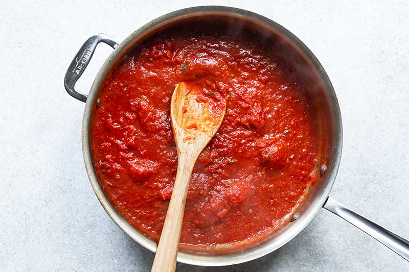 Finished spiced chicken sauce in skillet