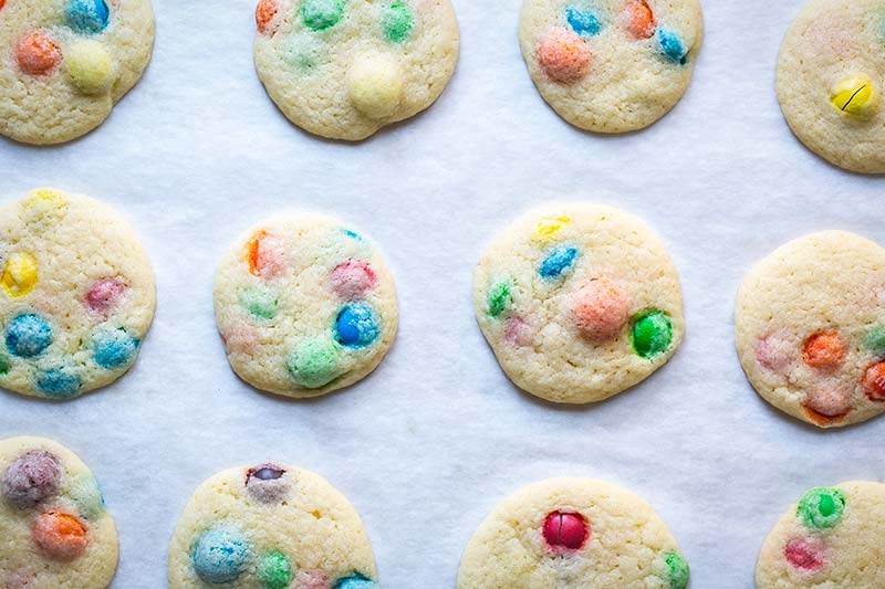 M and M cookies fresh out of the oven