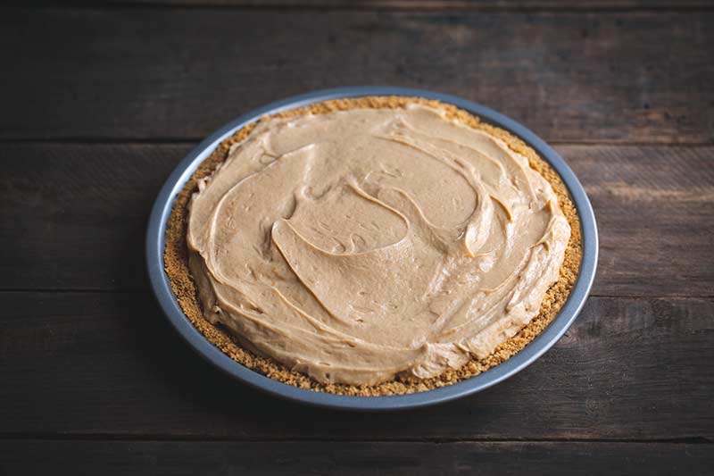 Filling added to graham cracker crust