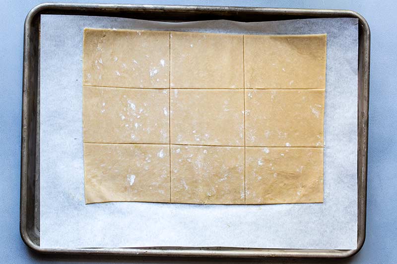 Dough for tarts rolled out and divided