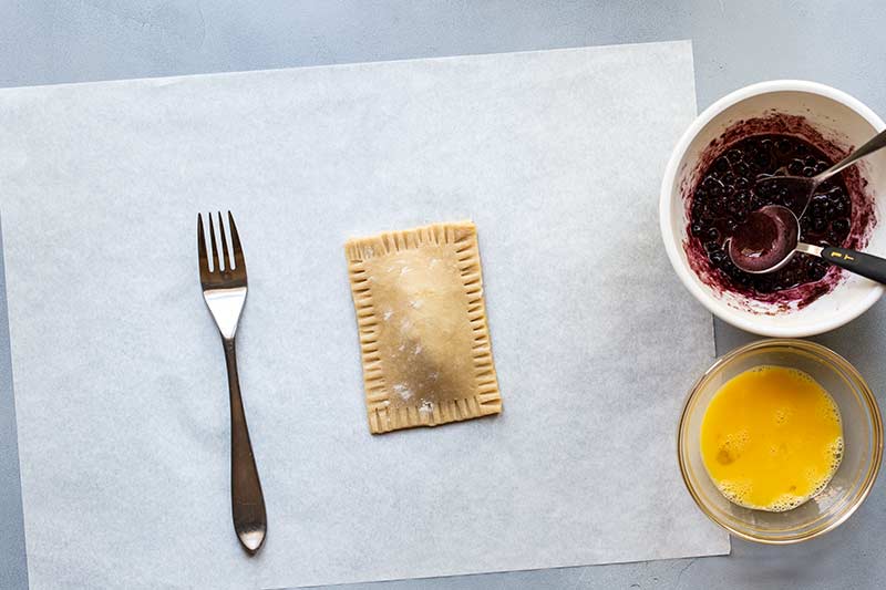 Raw pop tart crimped with a fork
