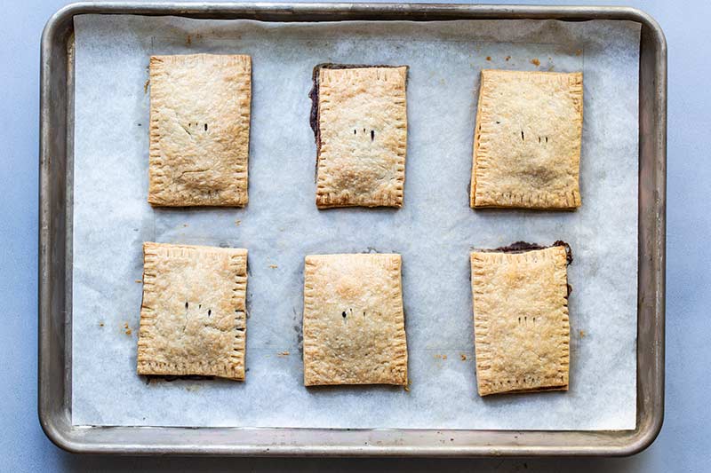 Blueberry pop tarts just out of the oven.