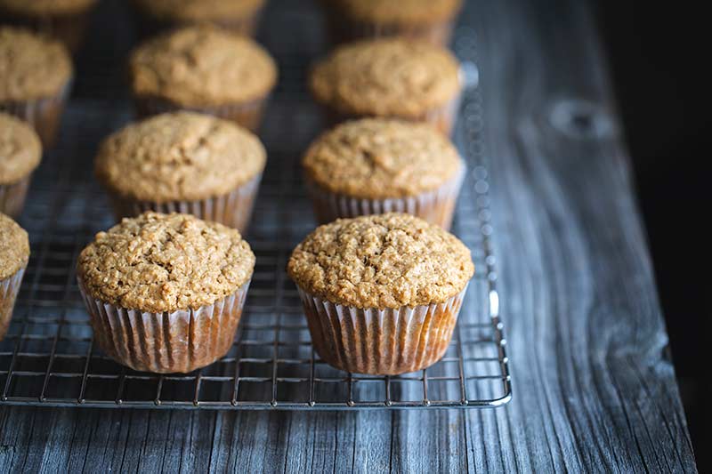 Bran muffins on cooling rack