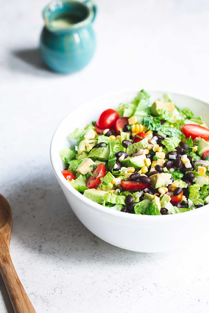 Salad in a bowl before dressing is added
